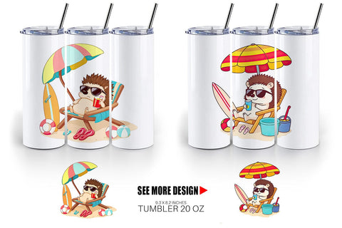 Tumbler Summer Hedgehog Sublimation artnoy 