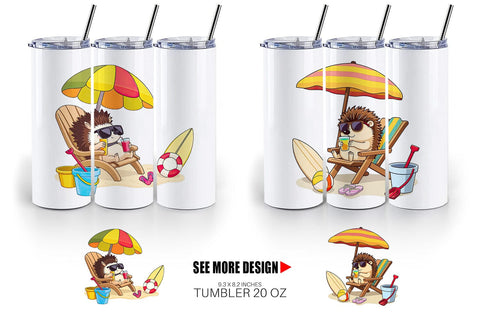 Tumbler Summer Hedgehog Sublimation artnoy 