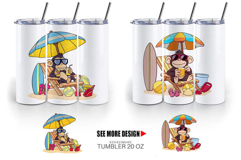 Tumbler Summer Monkey Sublimation artnoy 
