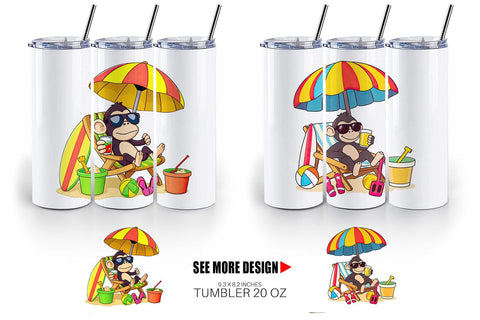 Tumbler Summer Monkey Sublimation artnoy 