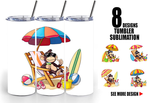 Tumbler Summer Monkey Sublimation artnoy 