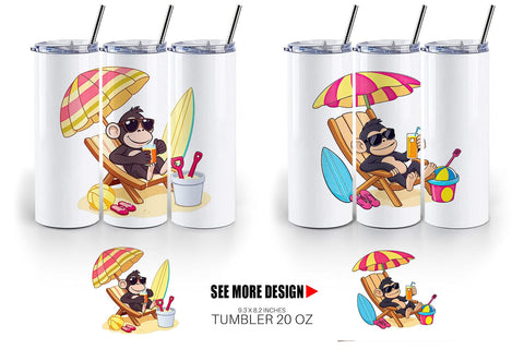 Tumbler Summer Monkey Sublimation artnoy 