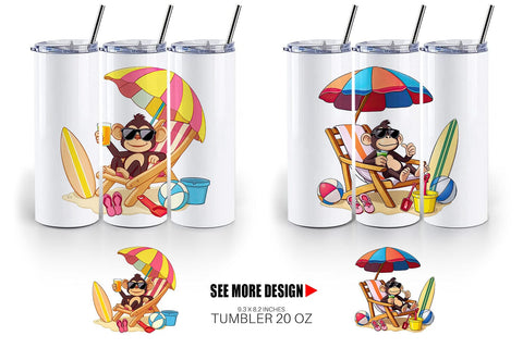 Tumbler Summer Monkey Sublimation artnoy 