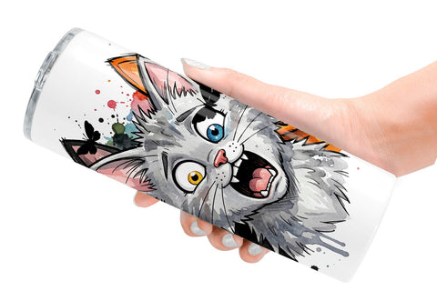 Tumbler Summer Night Panic Cats Watercolor Sublimation artnoy 
