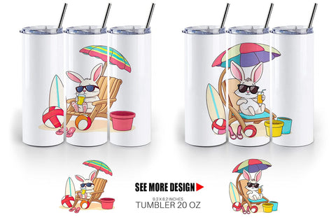 Tumbler Summer Rabbit Sublimation artnoy 