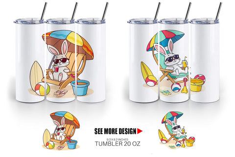 Tumbler Summer Rabbit Sublimation artnoy 
