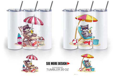 Tumbler Summer Raccoon Sublimation artnoy 
