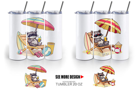 Tumbler Summer Raccoon Sublimation artnoy 