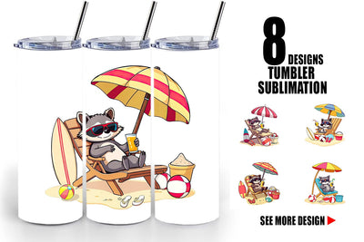 Tumbler Summer Raccoon Sublimation artnoy 