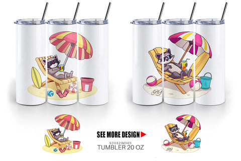Tumbler Summer Raccoon Sublimation artnoy 
