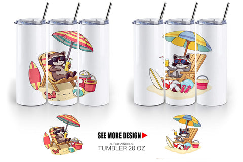Tumbler Summer Raccoon Sublimation artnoy 