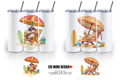 Tumbler Summer Sloth Sublimation artnoy 