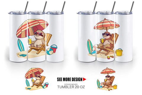 Tumbler Summer Sloth Sublimation artnoy 