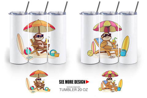 Tumbler Summer Sloth Sublimation artnoy 
