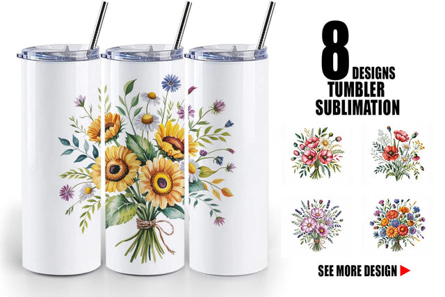 Tumbler Summer Wildflower Sublimation artnoy 