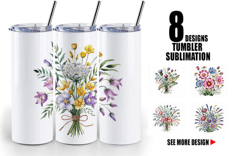 Tumbler Summer Wildflower Sublimation artnoy 