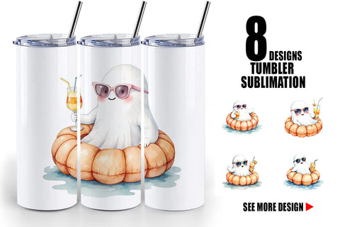 Tumbler Summerween Ghosts Sublimation artnoy 