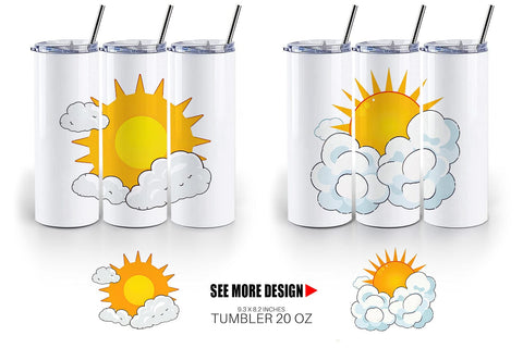 Tumbler Sun and Clouds Sublimation artnoy 