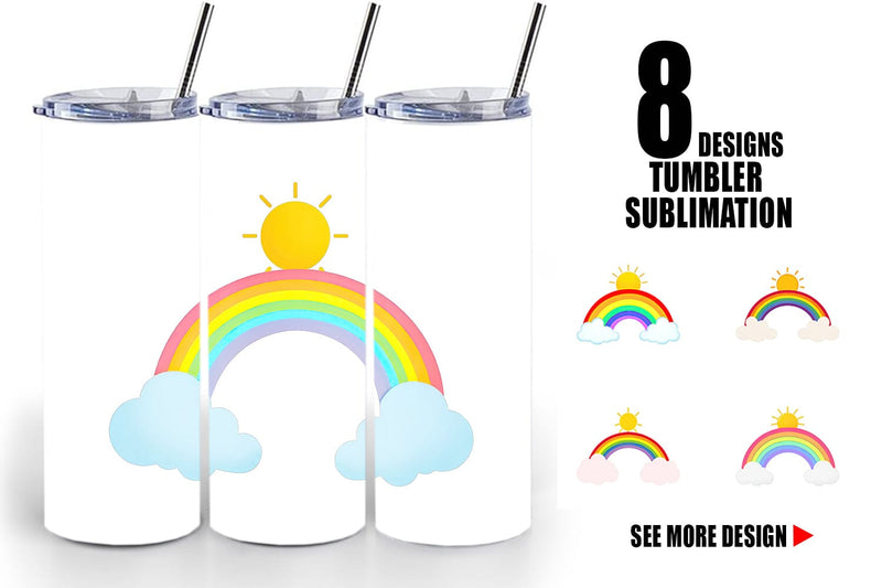 Tumbler Sun and Rainbow Sublimation artnoy 