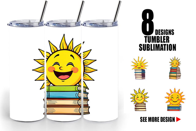 Tumbler Sun with Books Sublimation artnoy 