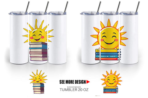 Tumbler Sun with Books Sublimation artnoy 