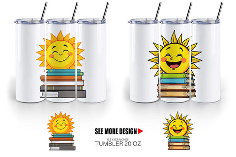 Tumbler Sun with Books Sublimation artnoy 
