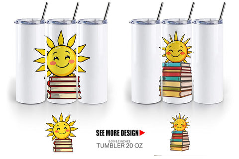 Tumbler Sun with Books Sublimation artnoy 