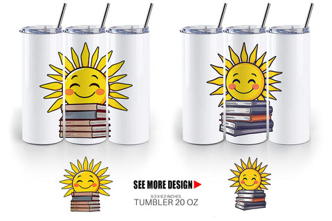 Tumbler Sun with Books Sublimation artnoy 