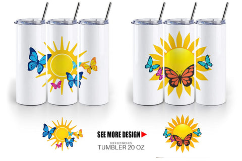 Tumbler Sun with Butterfly Sublimation artnoy 