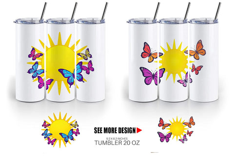 Tumbler Sun with Butterfly Sublimation artnoy 