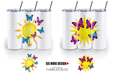 Tumbler Sun with Butterfly Sublimation artnoy 