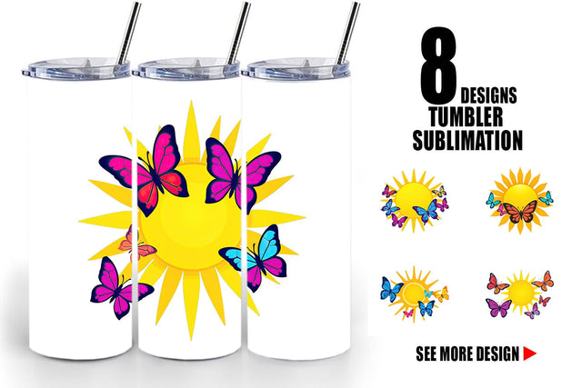 Tumbler Sun with Butterfly Sublimation artnoy 