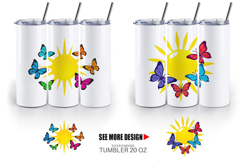 Tumbler Sun with Butterfly Sublimation artnoy 