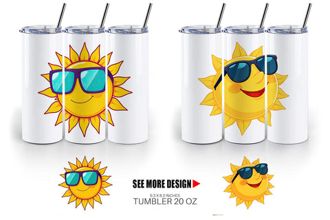 Tumbler Sun with Sunglasses Sublimation artnoy 