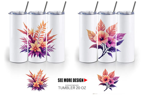 Tumbler Sunset Florals Sublimation artnoy 