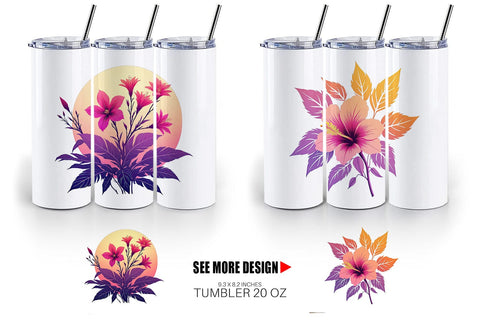 Tumbler Sunset Florals Sublimation artnoy 