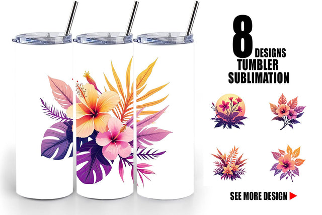 Tumbler Sunset Florals Sublimation artnoy 