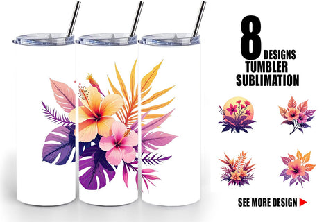 Tumbler Sunset Florals Sublimation artnoy 