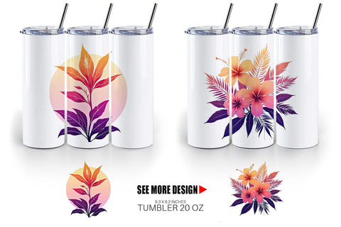 Tumbler Sunset Florals Sublimation artnoy 