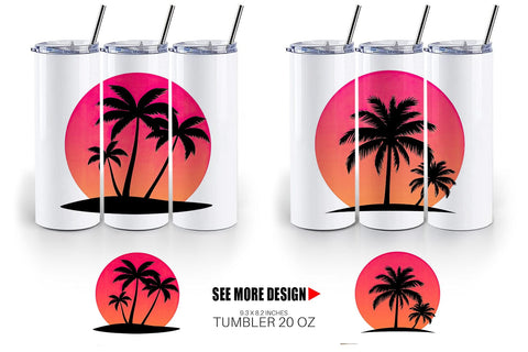Tumbler Sunset Palm Tree Sublimation artnoy 