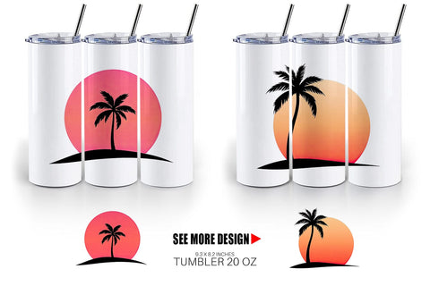 Tumbler Sunset Palm Tree Sublimation artnoy 