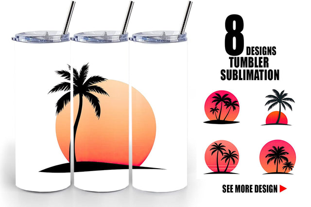 Tumbler Sunset Palm Tree Sublimation artnoy 
