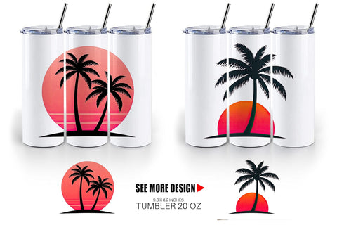 Tumbler Sunset Palm Tree Sublimation artnoy 