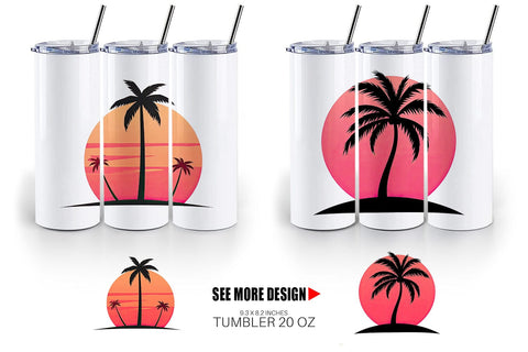 Tumbler Sunset Palm Tree Sublimation artnoy 