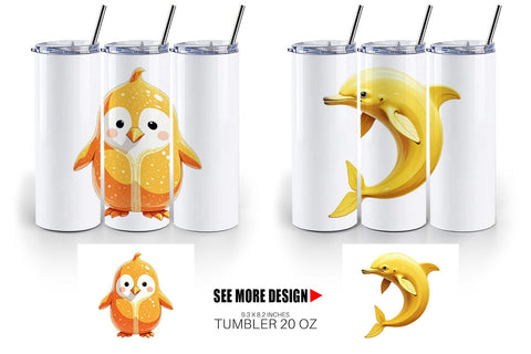 Tumbler Surreal Fruit Animals Sublimation artnoy 
