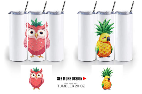 Tumbler Surreal Fruit Animals Sublimation artnoy 