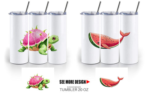 Tumbler Surreal Fruit Animals Sublimation artnoy 