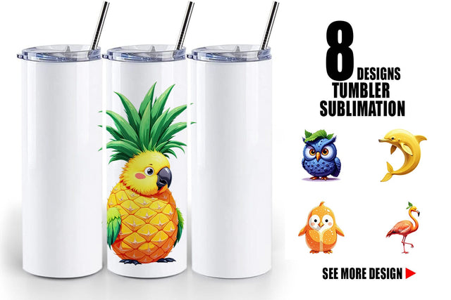 Tumbler Surreal Fruit Animals Sublimation artnoy 