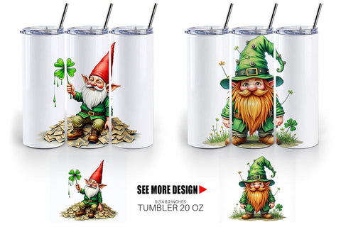 Tumbler Surreal Shamrock Grunge St. Patrick's Trashcore Gnome Sublimation artnoy 