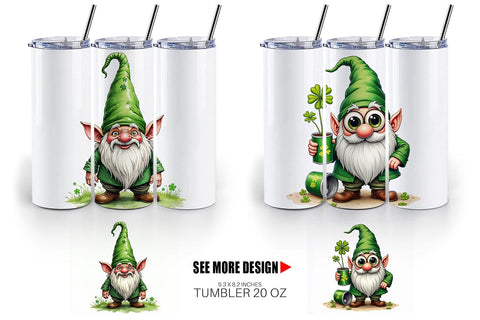 Tumbler Surreal Shamrock Grunge St. Patrick's Trashcore Gnome Sublimation artnoy 
